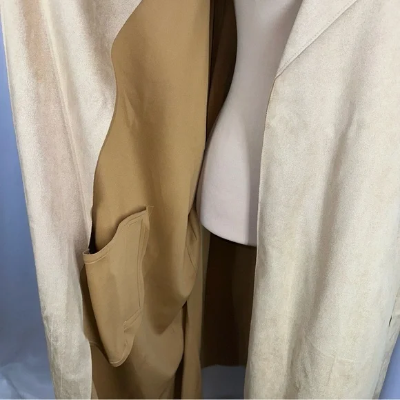 LuLaRoe Luxe Liliane Moleskin Vegan Suede Coat 3XL Tan Belted Super Soft NWT - Picture 7 of 14